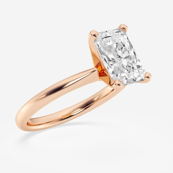 2 ctw Radiant Lab Grown Diamond Petite Solitaire Engagement Ring - Picture 6 of 6